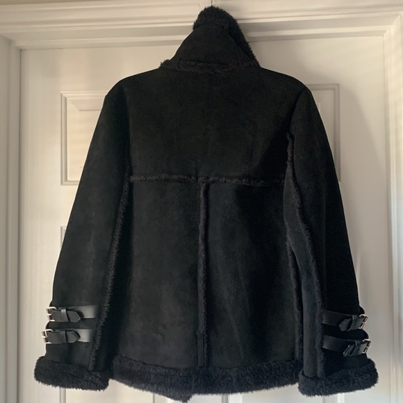 By Flow Black Belted Faux Suede & Fur Jackets - Picture 9 of 15